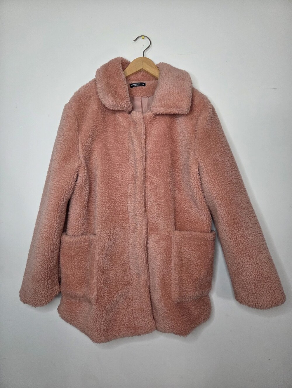 SHEIN Dusty Pink Faux Teddy Jacket Size 1XL